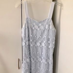 Club Monaco size 4 baby blue lace / embroiders silk strap summer dress